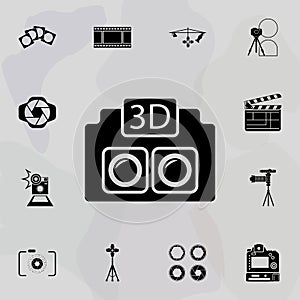 3D Camera icon. Universal set of equipment photography for website design and development, app development