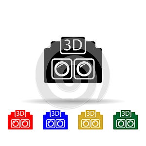 3d camera multi color style icon. Simple glyph, flat vector of equipment photography icons for ui and ux, website or mobile