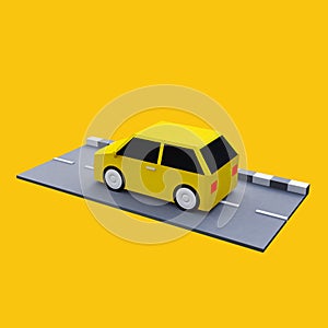 3D car with yellow color