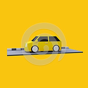 3D car with yellow color