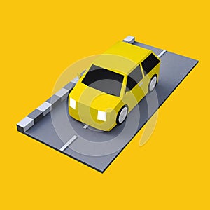 3D car with yellow color