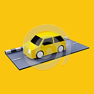 3D car with yellow color