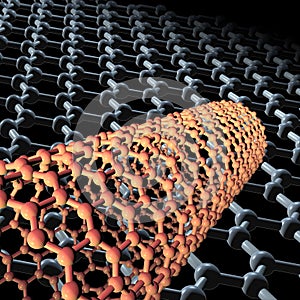 3d Carbon nanotubes on dark background