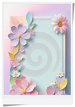 3D.Card for invitation or congratulation with a bouquet of spring flowers.