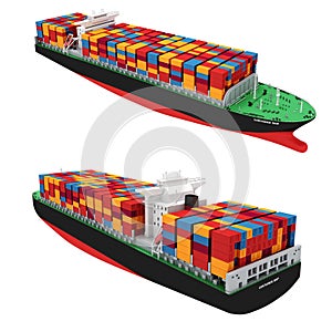 3d cargo container ship