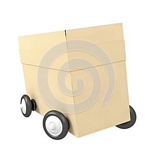3d cartboard box with wheels