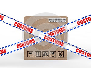 3d carton box with customs control ribbons