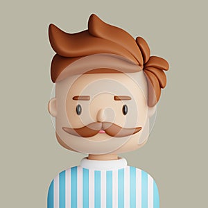 3D cartoon avatar of smiling caucasian man