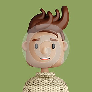 3D cartoon avatar of smiling man
