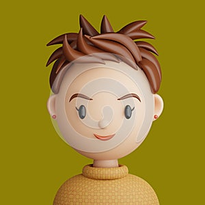 3D cartoon avatar of smiling woman