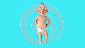 3D cartoon baby with thumbs up and down (with alpha channel included