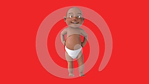 3D cartoon baby with thumbs up and down (with alpha channel included