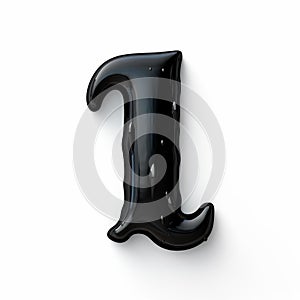 3d Cartoon Black Letter I With Glossy Finish And Naive Charm