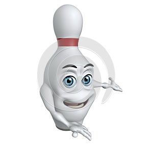 3D cartoon bowling pin presenting