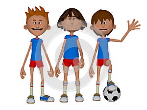 3d cartoon boys, football team