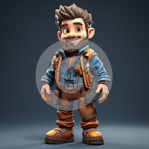 3d Cartoon Builder With Tool Belt And Shoes