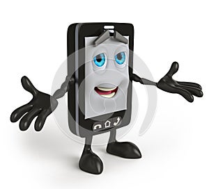 3D cartoon cell phone with both arms out