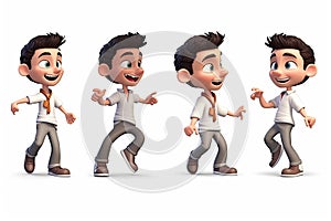 3D cartoon character kids, cute student group, dancing isolated on white and transparent background. Generative AI