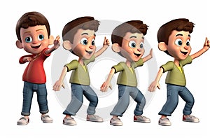 3D cartoon character kids, cute student group, dancing isolated on white and transparent background. Generative AI