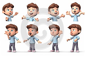 3D cartoon character kids, cute student group, dancing isolated on white and transparent background. Generative AI