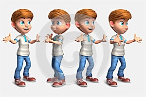 3D cartoon character kids, cute student group, dancing isolated on white and transparent background. Generative AI