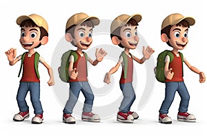 3D cartoon character kids, cute student group, dancing isolated on white and transparent background. Generative AI