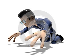 3D Cartoon character prostrate