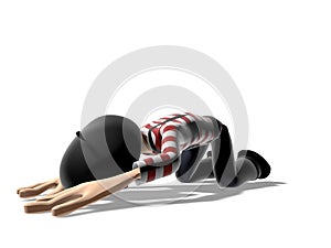 3D Cartoon character prostrate