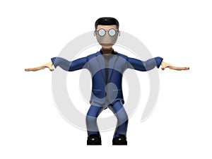 3D Cartoon character in a yoga pose