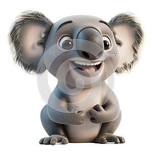 3d cartoon of cute Koala smiling excitedly, AI Generative