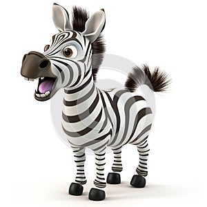 3d cartoon of cute Zebra smiling excitedly, AI Generative