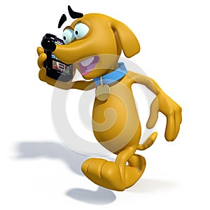 3D cartoon dog talking on phone