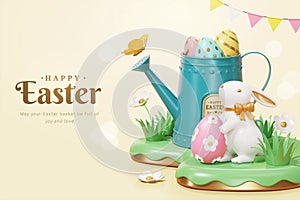 3d cartoon Easter egg hunt template