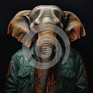 3d cartoon elefant in jacket