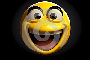 3D cartoon emoji donning an excited expression springs to life with a burst of vibrant enthusiasm