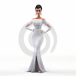 3d Cartoon Female Character With Slicked Back Hairstyle On White Background