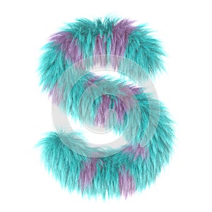 3d cartoon fun animal fur letter S