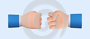 3d cartoon hand and partner giving fist bump hand,