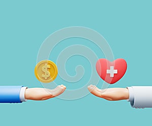 3d cartoon hand paying money for health. payment concept. 3d illustration.jpg