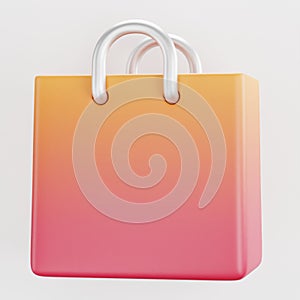 A 3D cartoon icon or emblem of a bag or shopping bag or online webshop cart