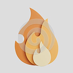 A 3D cartoon icon or emblem of a fire or ember