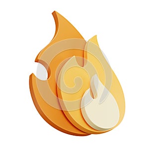 A 3D cartoon icon or emblem of a fire or ember