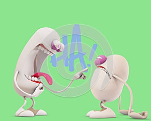 3d cartoon laughing at another one