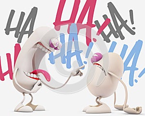 3d cartoon laughing at another one