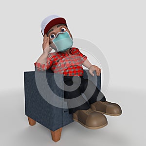 3D Cartoon Lumberjack Character