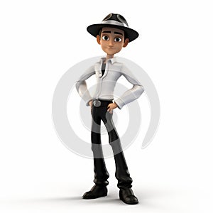 3d Cartoon Man With Hat: Youthful Protagonist In Maya Render