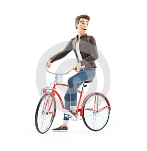 3d cartoon man riding bicycle