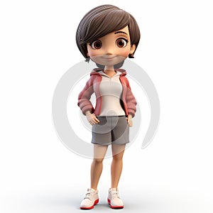 3d Cartoon Model Of Jessica Wearing Jacket And Shorts