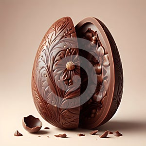 3D cartoon opened chocolate easter egg