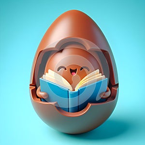 3D cartoon opened chocolate easter egg